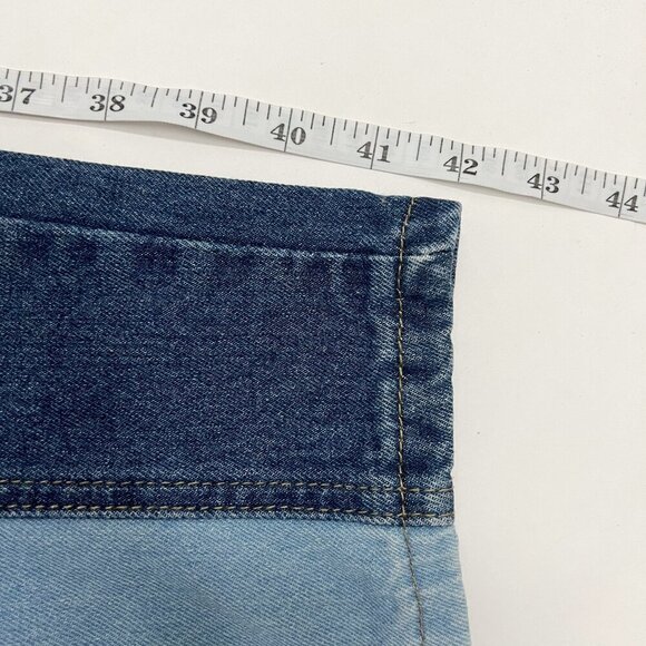 Nasty Gal Collection Jeans Two Tone Denim Mom Jeans. Light/Dark Blue. Size 10 - Picture 12 of 16